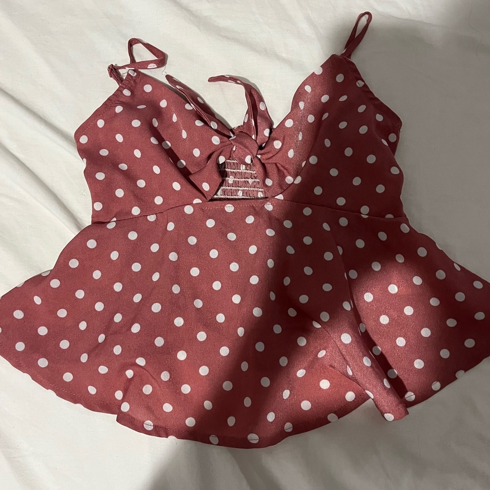 Teen girls shirred back polka dot cami top , Size 8-9 Years Old Girls